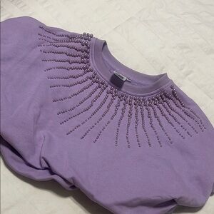 Queen of sparkles Purple Beaded Sweatshirt